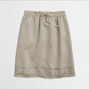 NWT J Crew Khaki Laser-Cut Drawstring Skirt